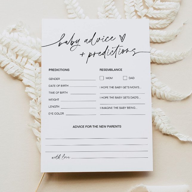 EVERLEIGH Baby Shower Advice And Predictions Card (Creator Uploaded)