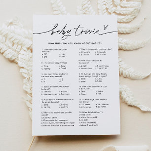 EVERLEIGH Baby Trivia Baby Shower Game Card