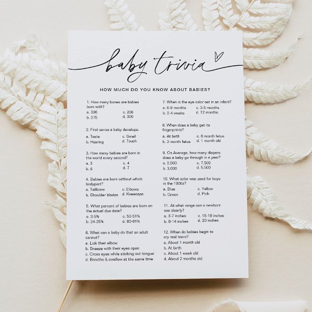 EVERLEIGH Baby Trivia Baby Shower Game Card (Creator Uploaded)