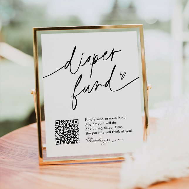 EVERLEIGH Diaper Fund QR Code Baby Shower Sign (Creator Uploaded)