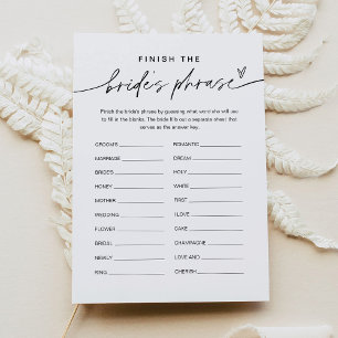 EVERLEIGH Finish the Bride's Phrase Bridal Game Invitation