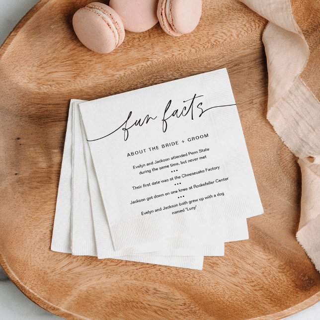 EVERLEIGH Fun Facts About Bride & Groom (set 50) Napkin (Creator Uploaded)