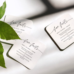 EVERLEIGH Fun Facts About Bride & Groom (set 50)  Square Paper Coaster