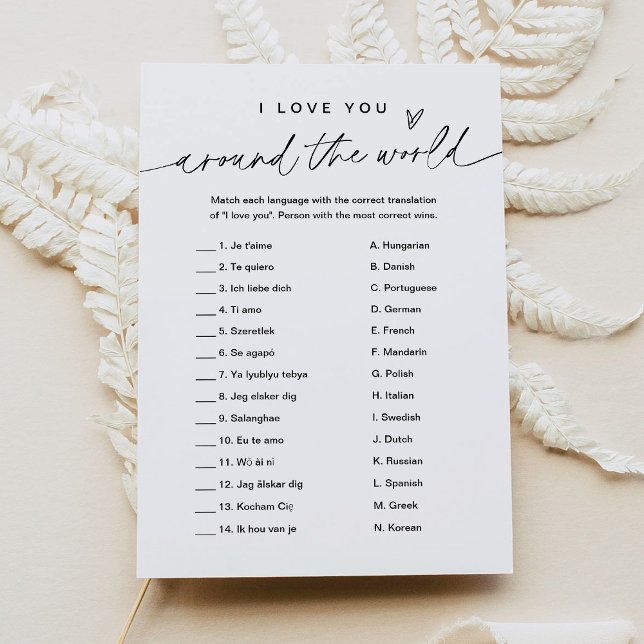 EVERLEIGH I Love You Around The World Bridal Game Invitation (Creator Uploaded)