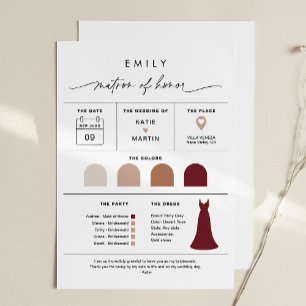 EVERLEIGH Matron of Honour Bridal Party Info Card