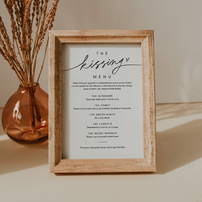 EVERLEIGH Minimalist Kissing Menu Wedding Game Invitation (Creator Uploaded)