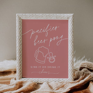 EVERLEIGH Pacifier Beer Pong Poster Pink