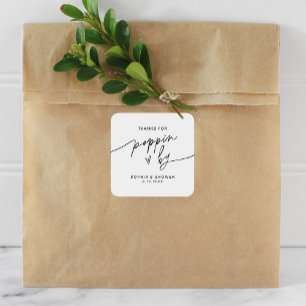 EVERLEIGH Popcorn Favour Stick Thanks for Poppin B Square Sticker