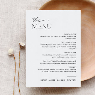 EVERLEIGH Wedding Dinner Menu 5x7 Card