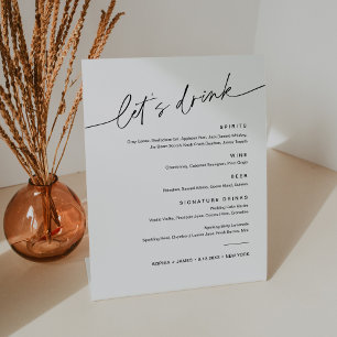 EVERLEIGH Wedding Drink Cocktail Menu 8x10 Pedestal Sign