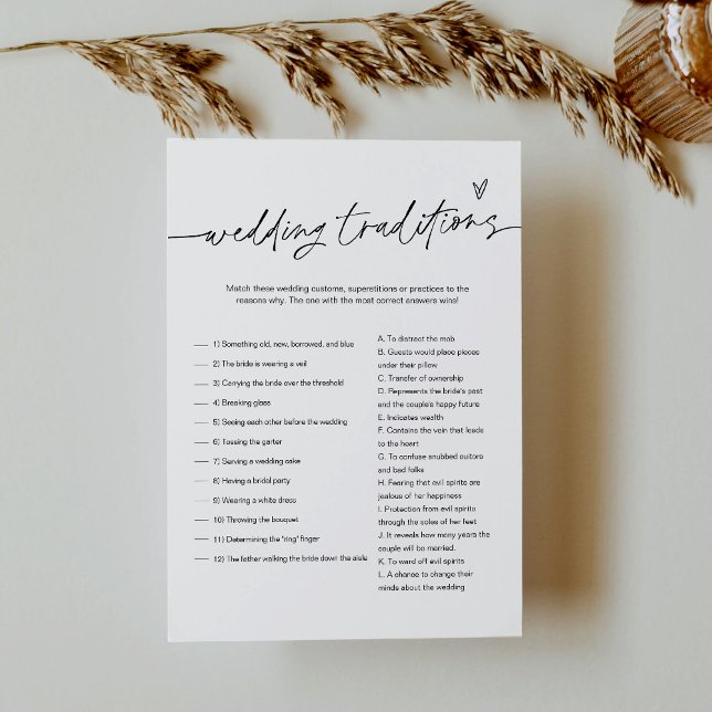 EVERLEIGH Wedding Traditions Bridal Game Card (Creator Uploaded)