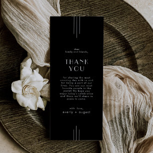 EVERLY Art Deco Black Wedding Table Thank You Card