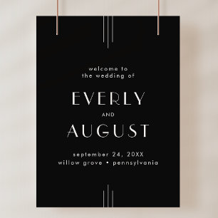 EVERLY Art Deco Black Wedding Welcome Sign Poster