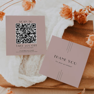 EVERLY Art Deco Blush Business QR Code Thank You Discount Card