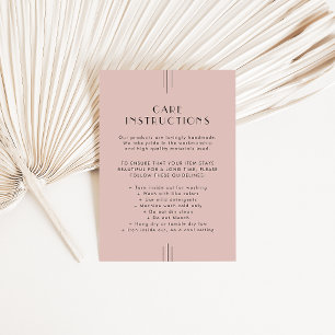 EVERLY Art Deco Blush Product Care Instructions Enclosure Card