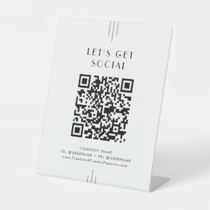 EVERLY Art Deco Business Let's Get Social Media Pedestal Sign