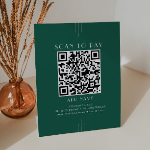 EVERLY Art Deco Emerald Green Business Scan To Pay Pedestal Sign