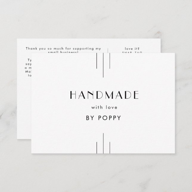 EVERLY Art Deco Handmade with Love Thank You Order Enclosure Card (Front/Back)