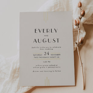 EVERLY Art Deco Ivory Black and Gold Foil Wedding