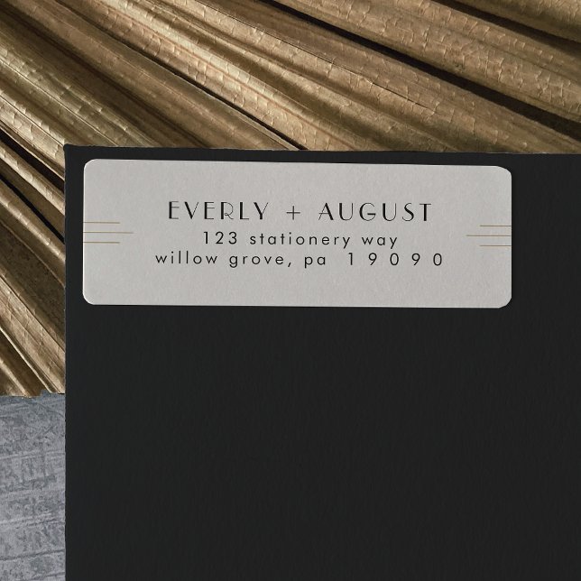 EVERLY Art Deco Ivory Black Return Address Labels (EVERLY Art Deco Ivory Black Return Address Labels)