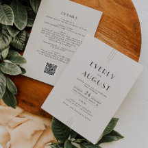 EVERLY Art Deco Ivory Gold Black QR Code Wedding
