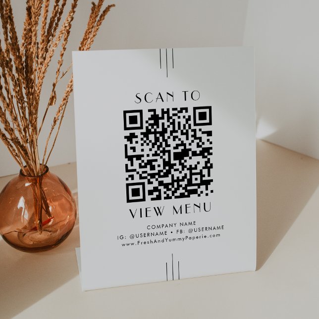 EVERLY Art Deco Minimal Restaurant Menu QR Code Pedestal Sign (EVERLY Art Deco Minimal Restaurant Menu QR Code Pedestal Sign)