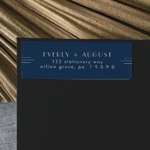 EVERLY Art Deco Navy Blue Return Address Labels