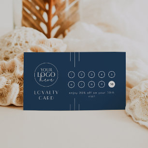 EVERLY Art Deco Navy Logo Business Reward 10 Punch Loyalty Card