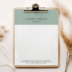 EVERLY Art Deco Sage Business Professional Company Custom Letterhead