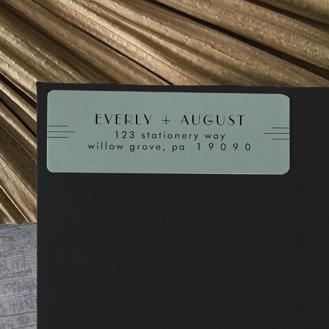 EVERLY Art Deco Sage Green Return Address Labels (EVERLY Art Deco Sage Green Return Address Labels)