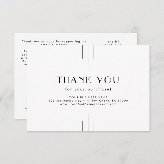 EVERLY Art Deco Small Business Thank You Order Enclosure Card (Front/Back)