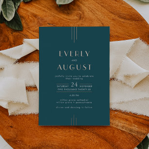 EVERLY Art Deco Teal and Rose Gold Foil Wedding