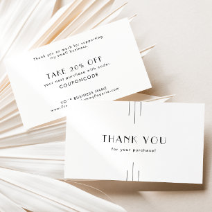 EVERLY Art Deco White Black Business Thank You Discount Card