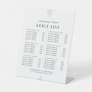EVERLY Art Deco White Business Services Price List Pedestal Sign