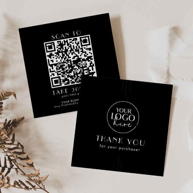 EVERLY Black Business Logo QR Code Thank You Discount Card (EVERLY Black Business Logo QR Code Thank You Discount Card)