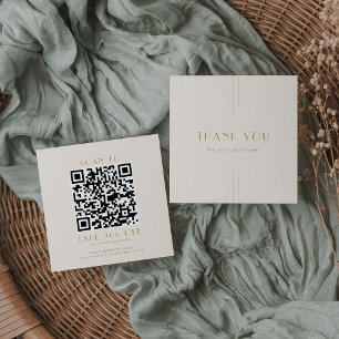 EVERLY Cream and Gold Business QR Code Thank You Discount Card