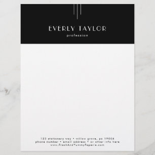 EVERLY Dark Black Business Professional Company Custom Letterhead