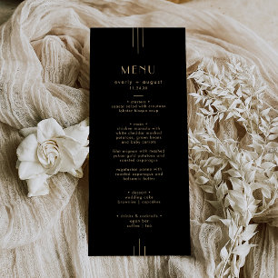 EVERLY Elegant Art Deco Black and Gold Wedding Menu