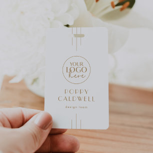 EVERLY Gold Art Deco Logo QR Code Employee ID Card Badge