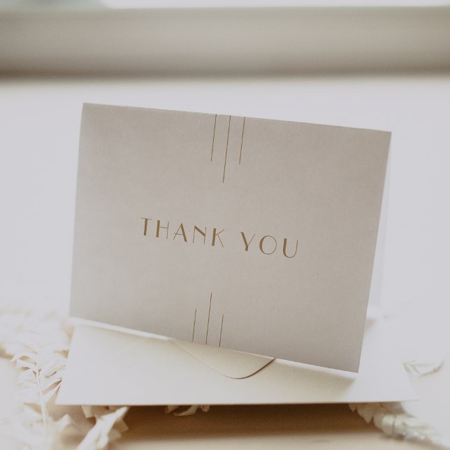EVERLY Gold Art Deco Simple Geometric Wedding Thank You Card (EVERLY Gold Art Deco Simple Geometric Wedding Thank You Card)