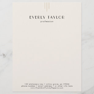 EVERLY Ivory Black Business Professional Company Custom Letterhead