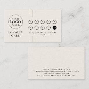 EVERLY Ivory Black Logo Business Reward 10 Punch Loyalty Card