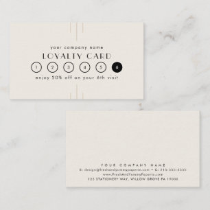EVERLY Ivory Gold Black Business Reward 6 Punch Loyalty Card