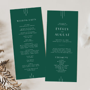 EVERLY Jewel Tone Art Deco Emerald Green Wedding Program