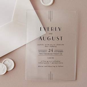 EVERLY Modern Art Deco Acrylic Wedding Invitation