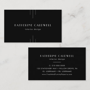 EVERLY Modern Art Deco Black and White Business Card