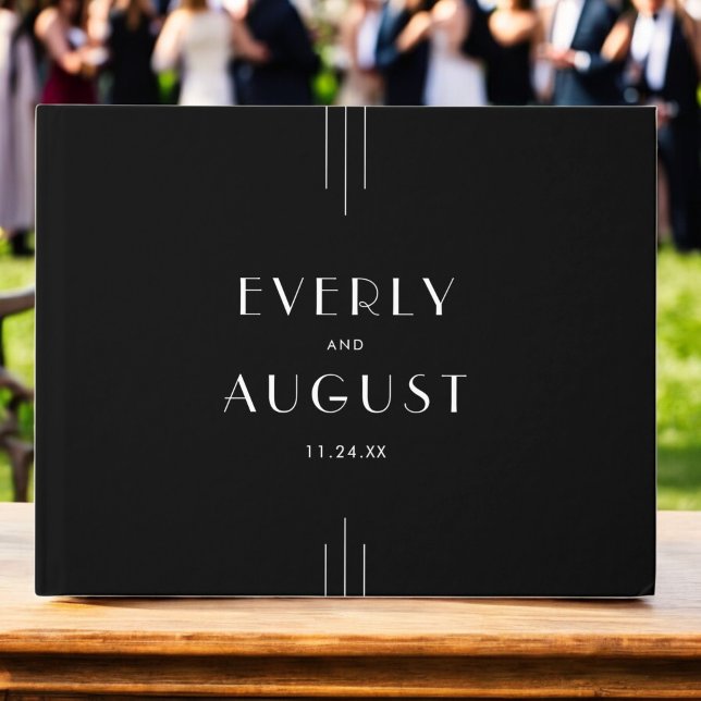 EVERLY Modern Art Deco Black and White Wedding Guest Book (EVERLY Modern Art Deco Black and White Wedding Guest Book)