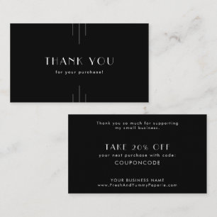 EVERLY Modern Art Deco Black Business Thank You Discount Card