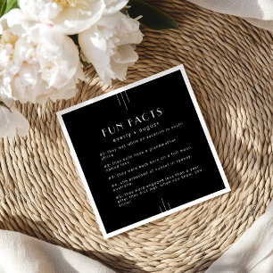 EVERLY Modern Art Deco Black Fun Facts Wedding Napkin