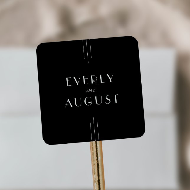 EVERLY Modern Art Deco Black Wedding Stickers (EVERLY Modern Art Deco Black Wedding Stickers)